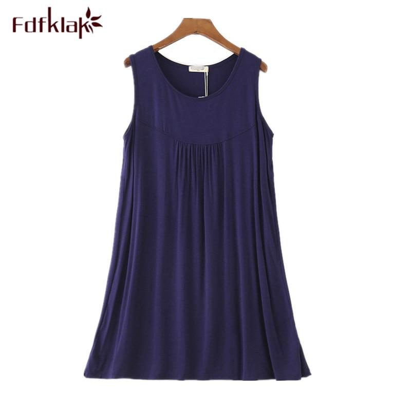 Fdfklak New sexy cotton nightgown women sleeveless night dress women summer nightwear female nightie large size home clothes