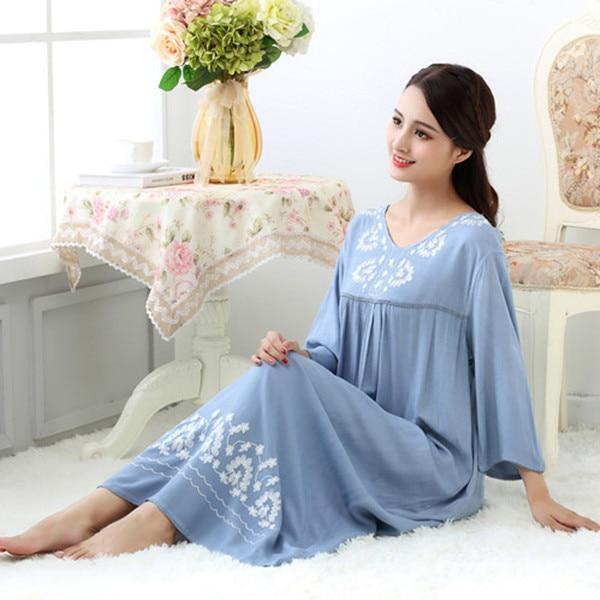 Fdfklak M-XXL plus size women sleepwear lingerie cotton sleep dress sexy long nighties for women nightgown Spring autumn