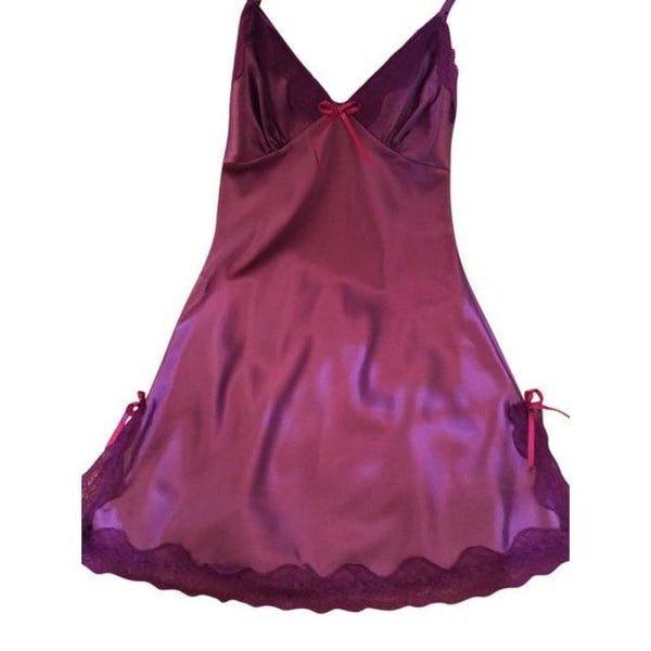 Women Sexy Silk Satin Night Dress Sleeveless Nighties V-neck Nightgown Nightdress Lace Sleepwear Nightwear Ladies