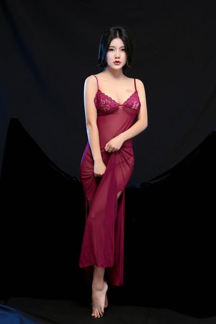 Sexy sleepshirts see through Long Nightdress Ladies Sleepwear lingerie lace clothes lingerie nightgown nighties for women