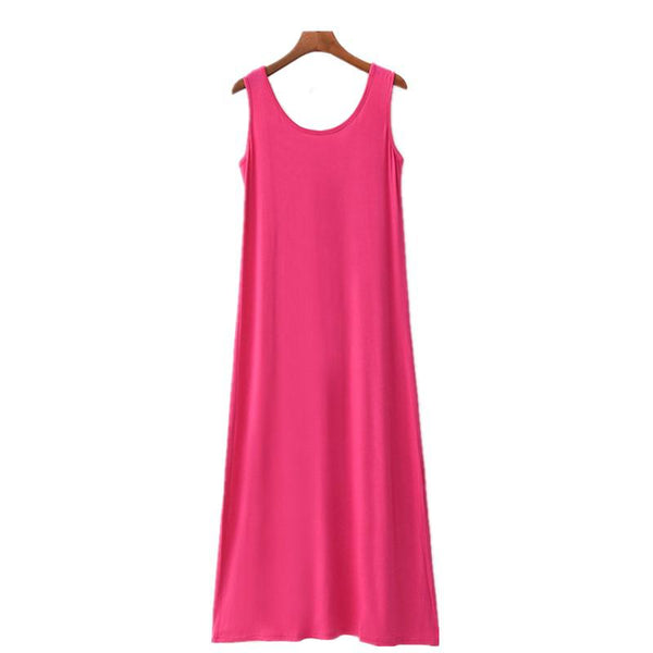 Summer Women Casual Sleepwear Long Modal Nightgown Nightie Sleeveless Loose Home Dress Sexy Lingerie Nightdress Oversize 6XL