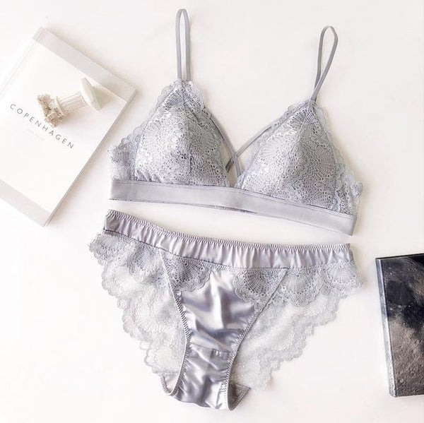 Thin Cotton Women Lingerie Sexy Embroidery Lace Underwear Sets High Quality Bra Set 3/4 Cup Brand Sexy Intimates Bra & Brief Set