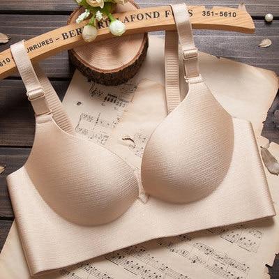 DERUILADY Solid Simple Gather Adjustable Women Bra Seamless Wireless Push Up Bra Sexy Lingerie Plus Size Underwear Bras Women