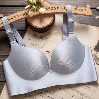 DERUILADY Solid Simple Gather Adjustable Women Bra Seamless Wireless Push Up Bra Sexy Lingerie Plus Size Underwear Bras Women