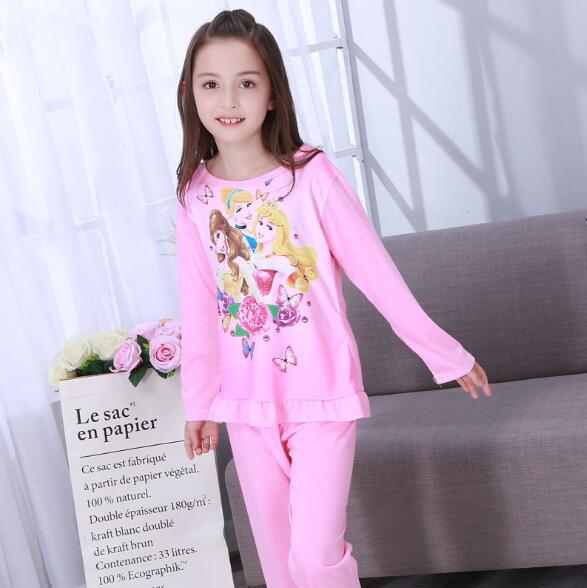 Factory Wholesale Autumn Winter Children Girls Kids Clothing Sets Suit Sleepwear Girl Long Sleeve Cartoon Nightgown Pajamas Set