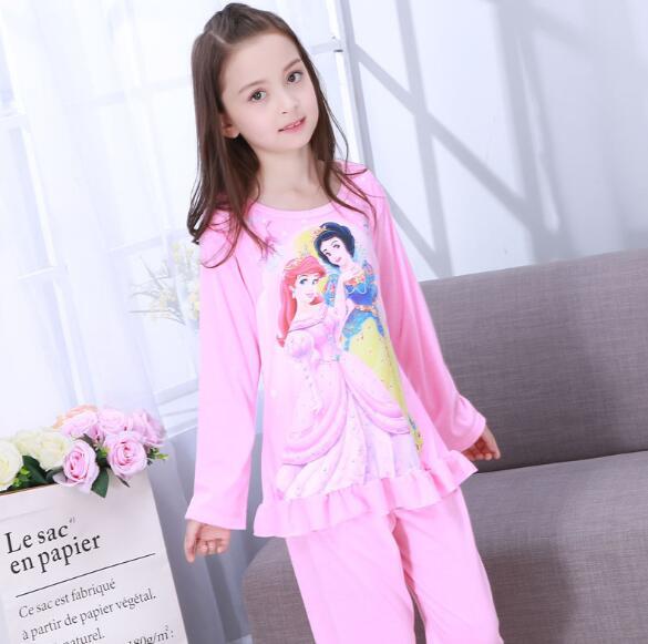 Factory Wholesale Autumn Winter Children Girls Kids Clothing Sets Suit Sleepwear Girl Long Sleeve Cartoon Nightgown Pajamas Set