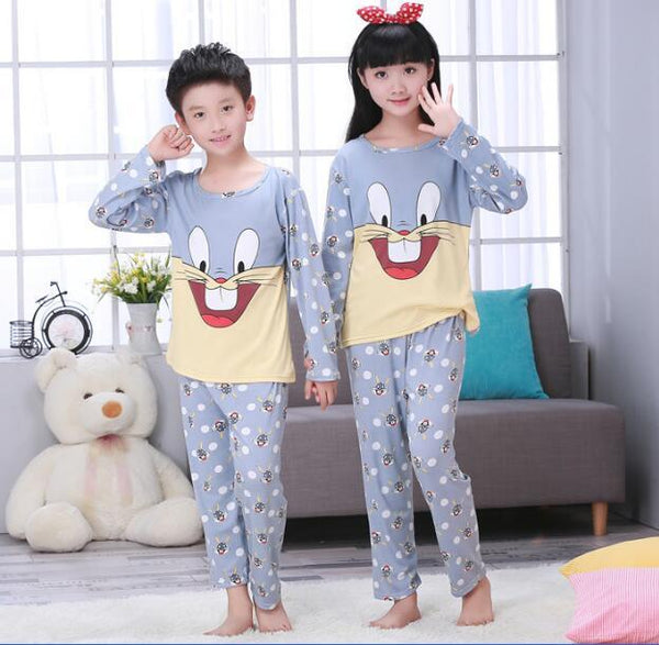 Factory Wholesale Autumn Winter Children Girls Kids Clothing Sets Suit Sleepwear Girl Long Sleeve Cartoon Nightgown Pajamas Set