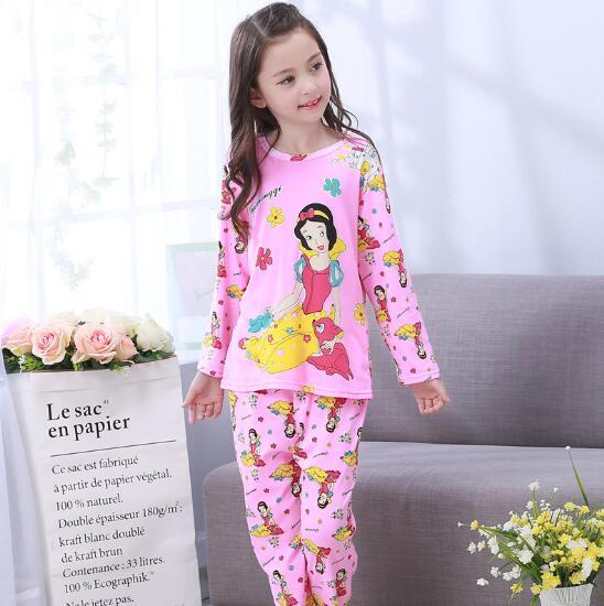 Factory Wholesale Autumn Winter Children Girls Kids Clothing Sets Suit Sleepwear Girl Long Sleeve Cartoon Nightgown Pajamas Set