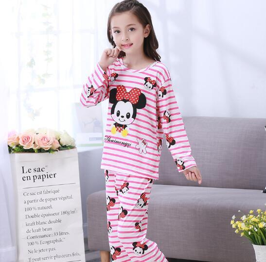 Factory Wholesale Autumn Winter Children Girls Kids Clothing Sets Suit Sleepwear Girl Long Sleeve Cartoon Nightgown Pajamas Set