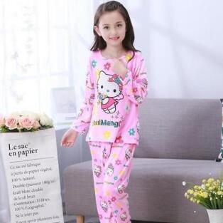 Factory Wholesale Autumn Winter Children Girls Kids Clothing Sets Suit Sleepwear Girl Long Sleeve Cartoon Nightgown Pajamas Set