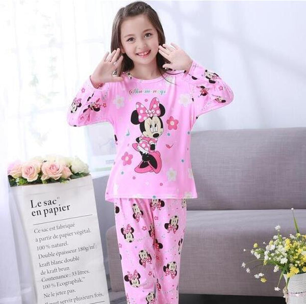Factory Wholesale Autumn Winter Children Girls Kids Clothing Sets Suit Sleepwear Girl Long Sleeve Cartoon Nightgown Pajamas Set