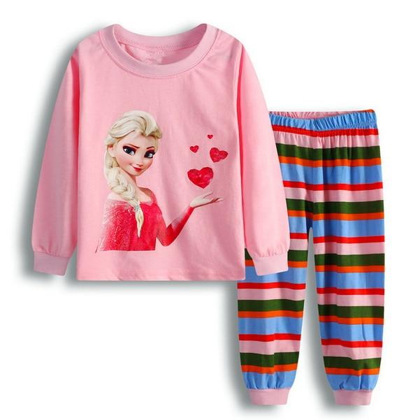 Gift Sleepwear Girls Pyjama Baby Clothes Children Clothing Set Kids Pijamas Girls Snow Queen Elsa Anna Princess Pajamas suit