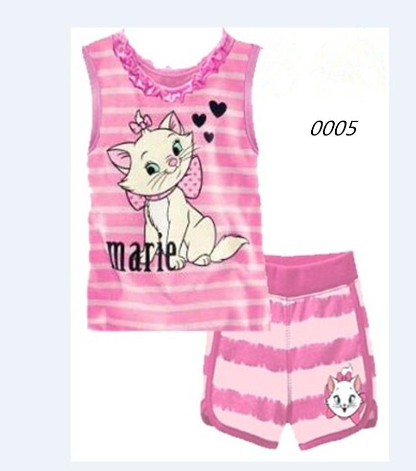 summer Children's clothing sets Fashion cartoon printing Baby girl pajamas suit sets cotton shirts+casual shorts S003