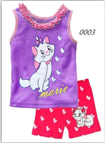 summer Children's clothing sets Fashion cartoon printing Baby girl pajamas suit sets cotton shirts+casual shorts S003
