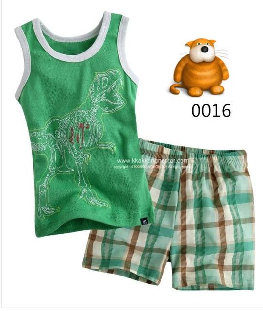 summer Children's clothing sets Fashion cartoon printing Baby girl pajamas suit sets cotton shirts+casual shorts S003