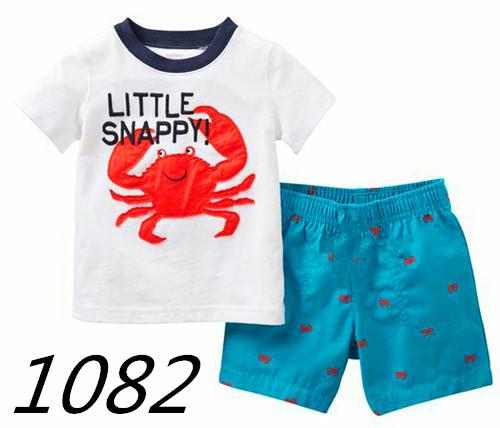 summer Children's clothing sets Fashion cartoon printing Baby girl pajamas suit sets cotton shirts+casual shorts S003
