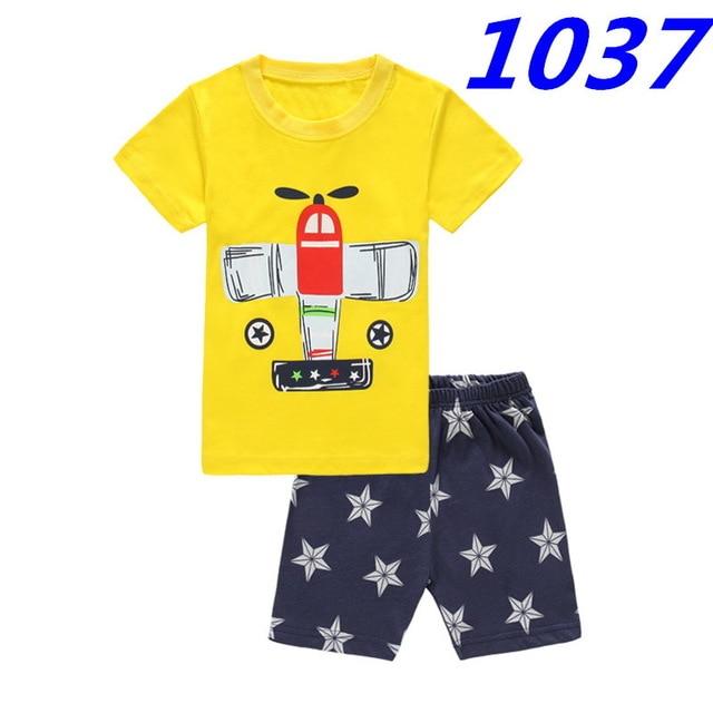 summer Children's clothing sets Fashion cartoon printing Baby girl pajamas suit sets cotton shirts+casual shorts S003