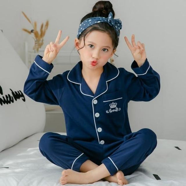 Infant Satin pink Plume Autumn Children Pajamas Long Sleeve Cartoon Kids Girl Clothes Suit Children's Pyjamas Home Clothes