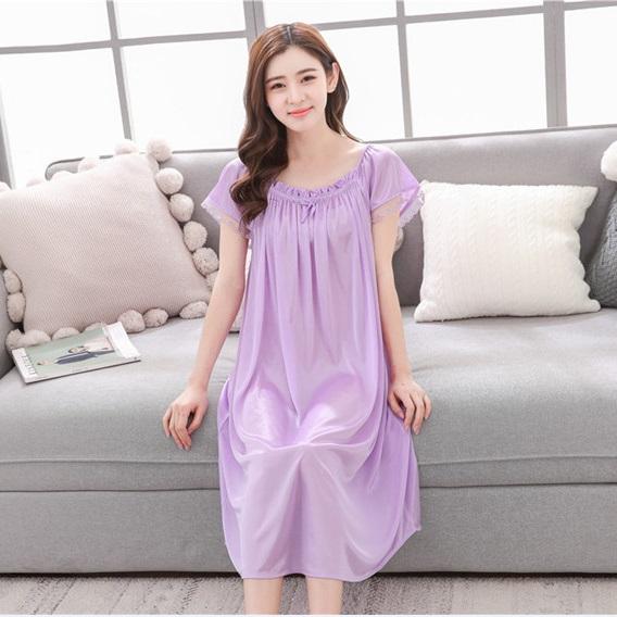Plus Size 4XL New Sexy Silk Nightgowns Women Casual Chemise Nightie Nightwear Lingerie Nightdress Sleepwear Dress free shipping