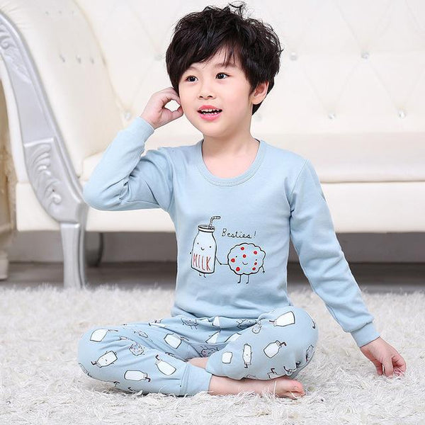 2019 Autumn Kids Pajamas Sets Baby Girl Boy Clothes Pyjamas Girls Pijamas Baby Boys Girls Cartoon Long Sleeve T-shirt+Pants 2pcs