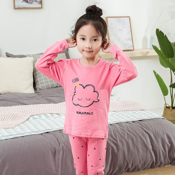 2019 Autumn Kids Pajamas Sets Baby Girl Boy Clothes Pyjamas Girls Pijamas Baby Boys Girls Cartoon Long Sleeve T-shirt+Pants 2pcs
