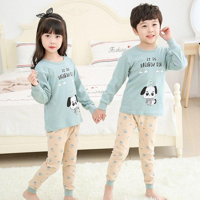 2019 Autumn Kids Pajamas Sets Baby Girl Boy Clothes Pyjamas Girls Pijamas Baby Boys Girls Cartoon Long Sleeve T-shirt+Pants 2pcs