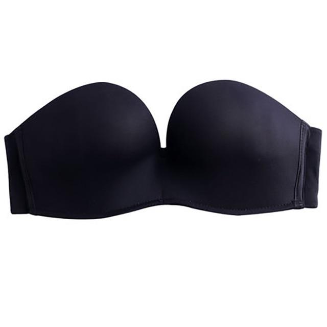 Sexy Lace Bra Blackless Seamless Bras For Women Push Up Lingerie Clear Back Brassiere 1/2 Cup Invisible Strapless Underwear #D