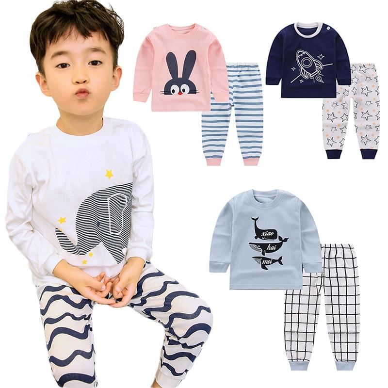 Cartoon Kids Pajamas Sets Cotton Boys Sleepwear Suit Autumn Spring Girls Pajamas Long Sleeve Tops+Pants 2pcs Children Clothing