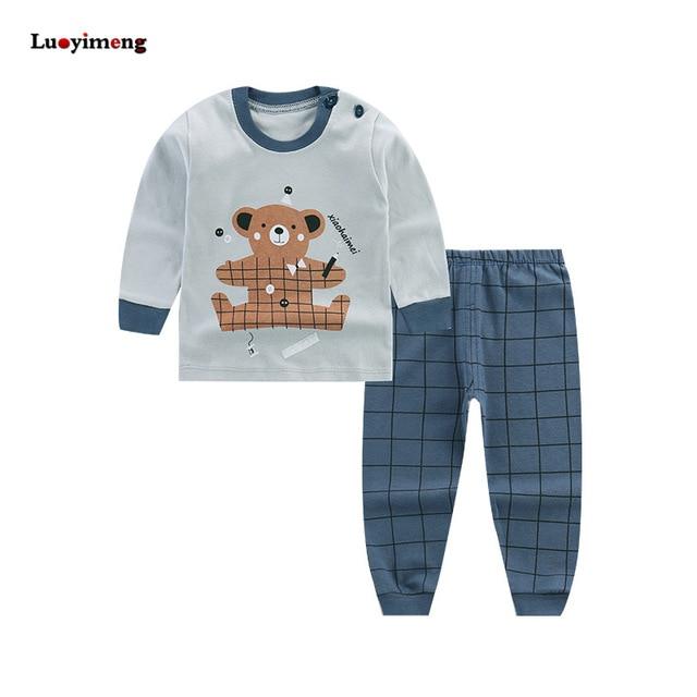 Cartoon Kids Pajamas Sets Cotton Boys Sleepwear Suit Autumn Spring Girls Pajamas Long Sleeve Tops+Pants 2pcs Children Clothing