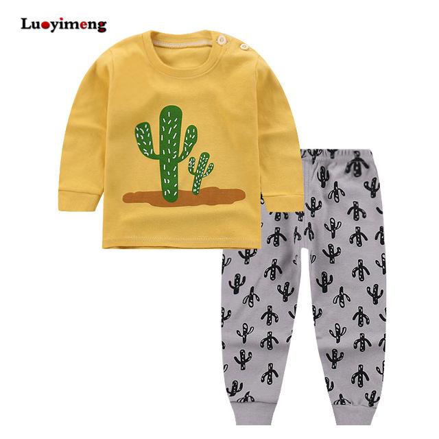 Cartoon Kids Pajamas Sets Cotton Boys Sleepwear Suit Autumn Spring Girls Pajamas Long Sleeve Tops+Pants 2pcs Children Clothing