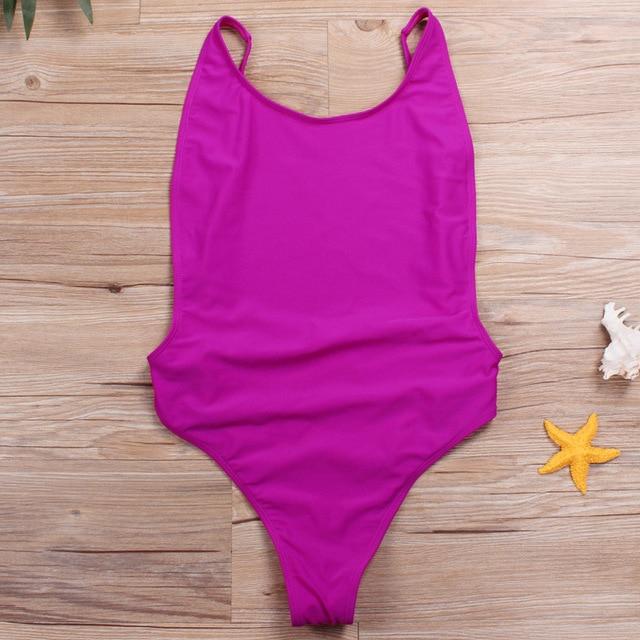 Sexy Thong Swimwear One Piece Swimsuit Women 2019 Piece Swimsuit Solid Monokini Female Beach wear Backless Bodysuit Bathing Suit