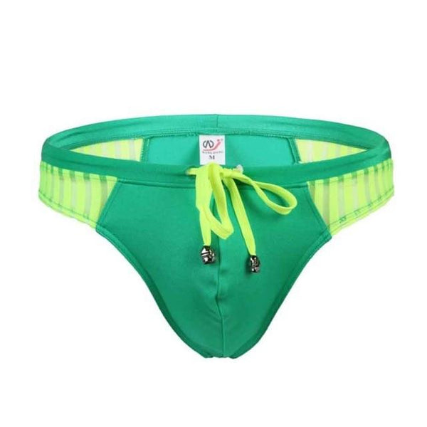 Men's Sexy Swimming Briefs Mesh Patchwork G-string Swimsuits Surf Wear Thong Low Waist Board Shorts Bathing Suit Beach Wear