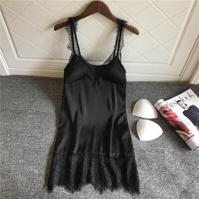 Fiklyc nightgowns & sleepshirts female sexy V-neck faux silk lengerie mini nightdress women's padded nightdress nighties 2019