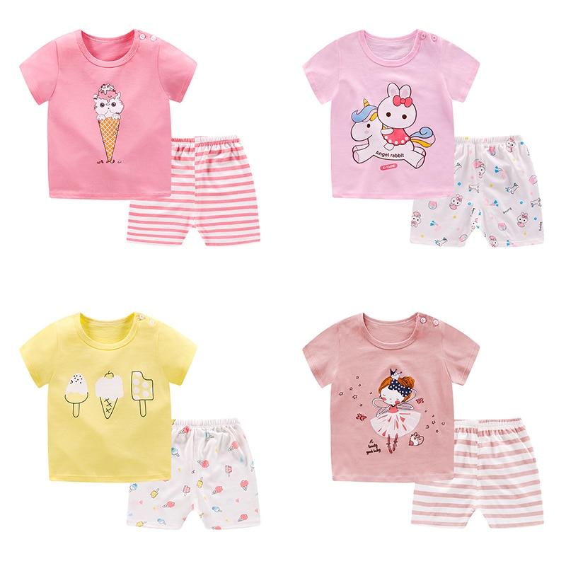 pyjamas kids cotton toddler cartoon children pajamas sets for baby girls boys short sleeve summer sleepwear pyjama enfant garcon