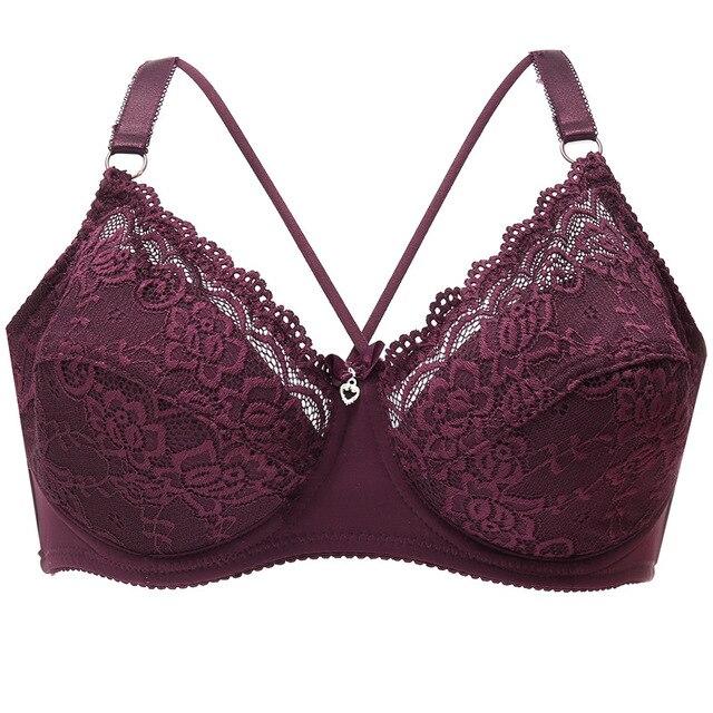 Plus Size C D E Cup Bra Sexy Push Up Brassiere Fashion Soft Lace Bra 3/4 Large Thin Female Lingerie Deep V Sexy Bras For Women