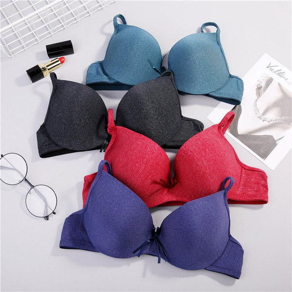 Women One-piece Seamless Bow Bra Lingerie Deep V Sexy Push Up Bra Soft Comfortable Underwear