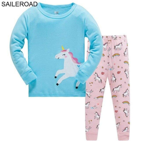SAILEROAD Fall Pajamas Unicorn for Children Cotton Child Girls Unicorn Pajamas Sets Autumn Children Sleepwear Nightwear Clothes