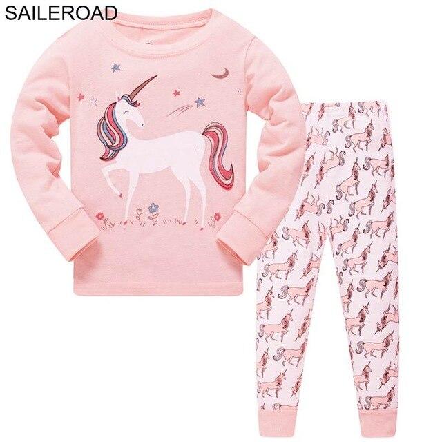 SAILEROAD Fall Pajamas Unicorn for Children Cotton Child Girls Unicorn Pajamas Sets Autumn Children Sleepwear Nightwear Clothes