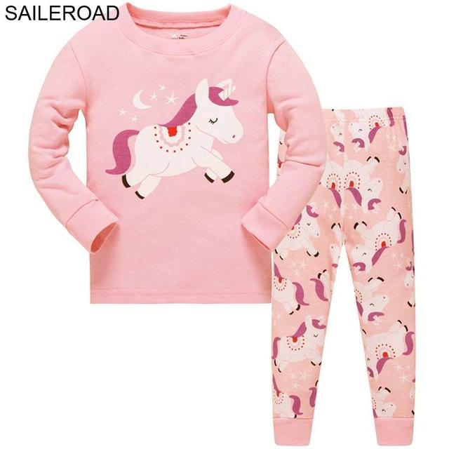 SAILEROAD Fall Pajamas Unicorn for Children Cotton Child Girls Unicorn Pajamas Sets Autumn Children Sleepwear Nightwear Clothes