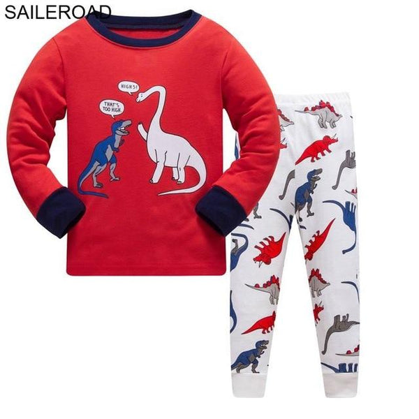 SAILEROAD Cartoon Dinosaur Boy Pyjamas Suits Autumn Winter Night Suit Cotton Children's Pajamas Sleepwear Kids Nightwear