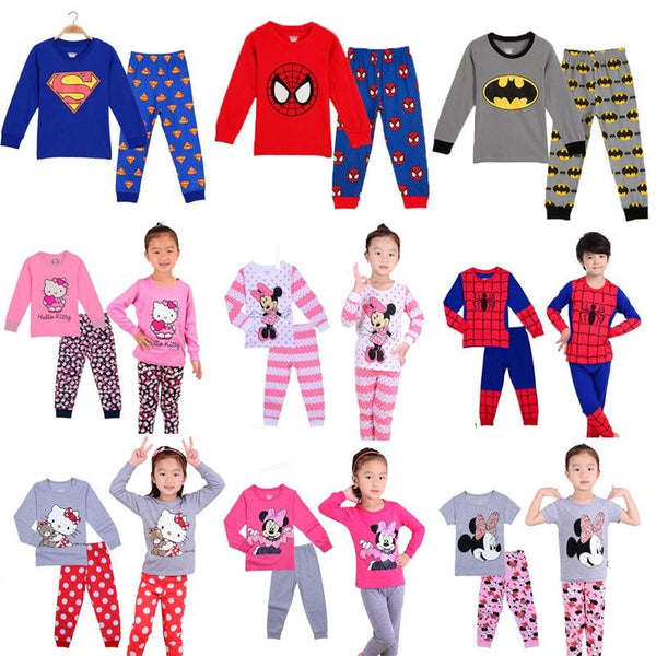 2019 Girl boy cotton Pajamas sets cartoon Superman Spider-Man toddler sleepwear superhero pijamas baby Pyjamas suit kids clothes