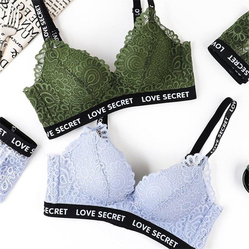 DERUILADY Lace Sexy Lingerie Wire Free Women Underwear Seamless Breathable Bralette Push Up Adjusted Bra 3/4 Cup Female Sexy Bra