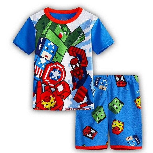 Childen Pijama Bebe Night Wear Infantil Pajamas Summer Toddler Boy Sleepwear Pijama Kids Short Sleeve Homewear Clothes  YW121