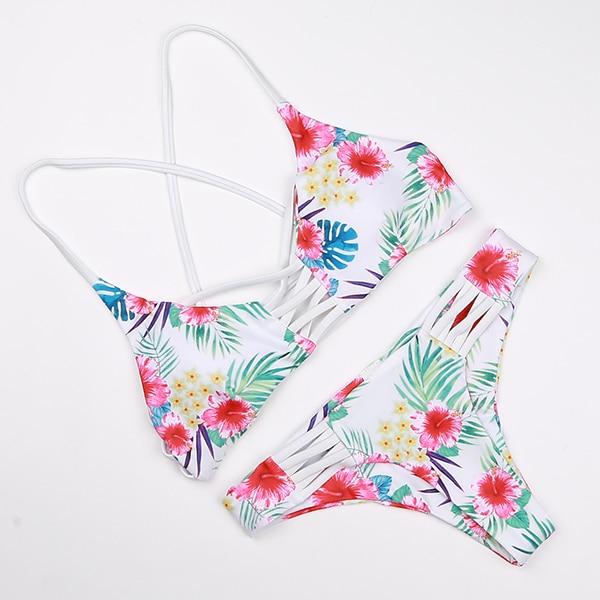 Push UP Swimsuits Sexy Low Waist 2019 Two-Piece Swimwear Thong Women Brazilian Bikinis Set Bandage Swimsuit Bathing Suit Curve