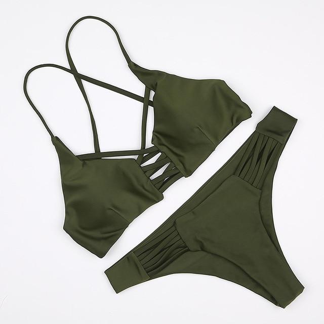 Push UP Swimsuits Sexy Low Waist 2019 Two-Piece Swimwear Thong Women Brazilian Bikinis Set Bandage Swimsuit Bathing Suit Curve