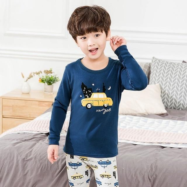 New Autumn Cartoon Pajamas For Girls Boys Children's Pajamas Long-sleeves Cotton 2pcs Pyjamas Set Baby Clothes Kids Sleepwear