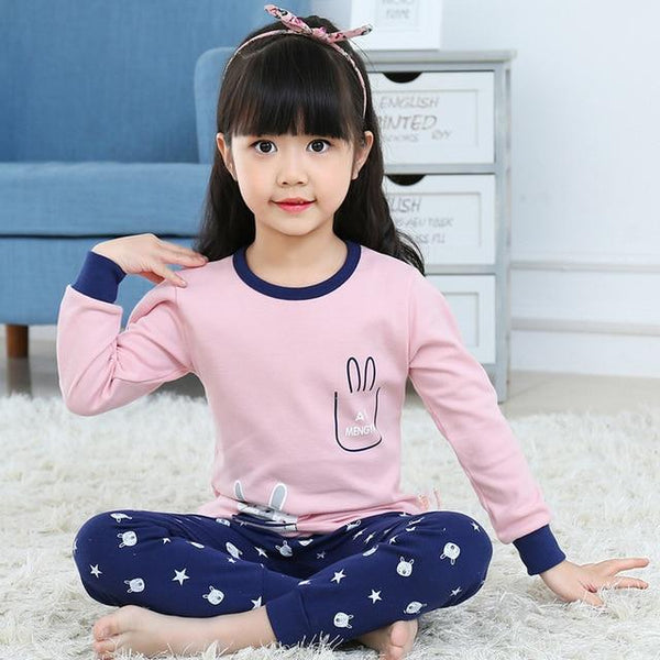 New Autumn Cartoon Pajamas For Girls Boys Children's Pajamas Long-sleeves Cotton 2pcs Pyjamas Set Baby Clothes Kids Sleepwear