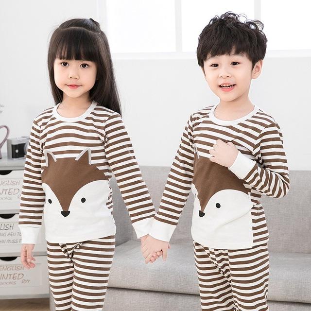 New Autumn Cartoon Pajamas For Girls Boys Children's Pajamas Long-sleeves Cotton 2pcs Pyjamas Set Baby Clothes Kids Sleepwear