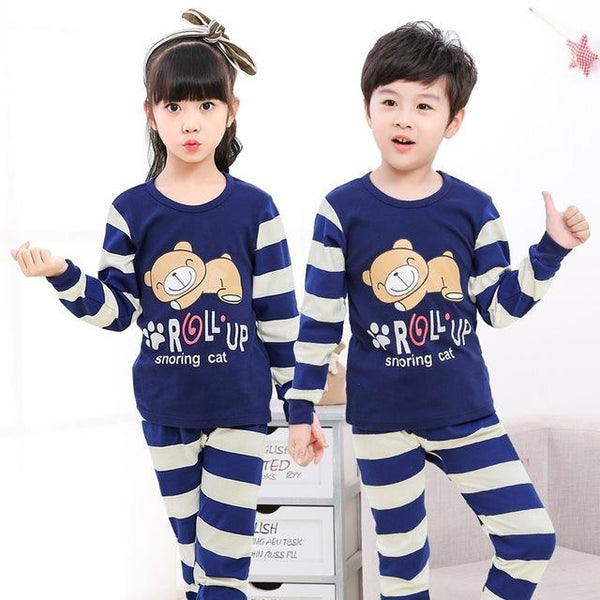 New Autumn Cartoon Pajamas For Girls Boys Children's Pajamas Long-sleeves Cotton 2pcs Pyjamas Set Baby Clothes Kids Sleepwear