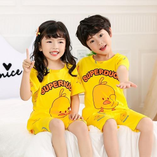 Cartoon Children Short Sleeve Pajamas 2019 Boy Girl Spring Summer Sleepwear Baby Nightwear Child Gift Kids Lovely Pyjamas Set
